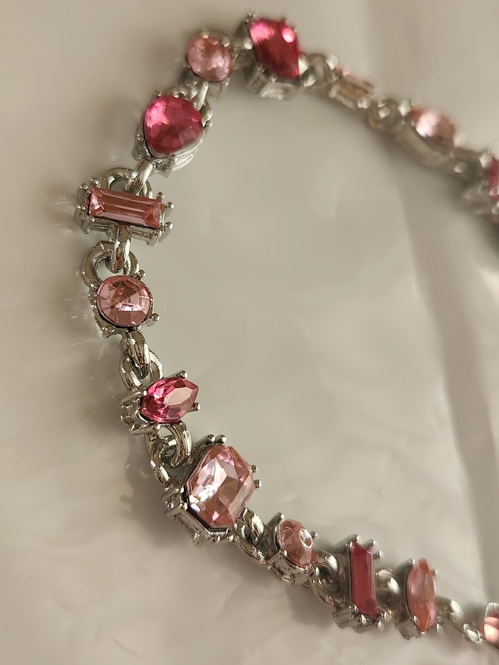 Pink Crystal Bracelet Made With Sparkling Swarovski Crystal In Rhodium Plating